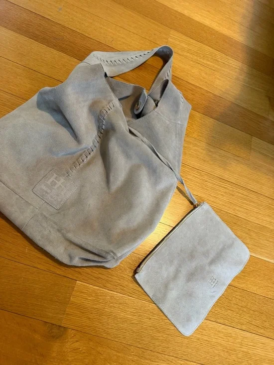 Haute Hippie Festival Suede Tote Bag in Light Taupe - Everyday Shoulder Bag - Picture 4 of 10